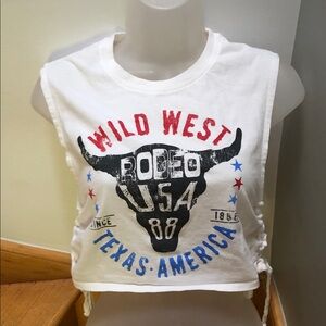 Goodie two sleeves Wild West Rodeo Graphic Tank Top Girls White S